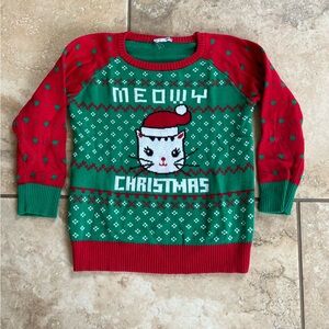 Girls Meowy Christmas Sweater